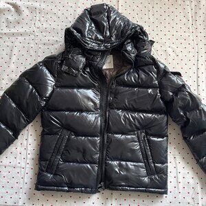 Moncler Black Shiny Hooded Down Jacket